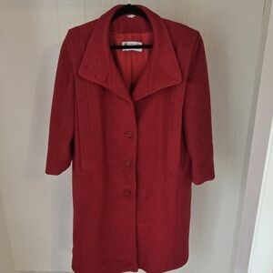 80's Vintage 100% Wool Red Coat